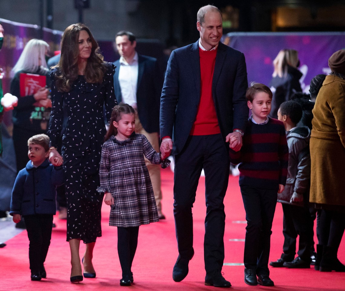 Kate Middleton mit ihrer Familie: Prinz William und den drei Kindern Prinz George, Prinzessin Charlotte und Prinz Louis.