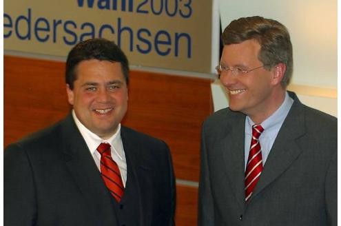 ...der heutige SPD-Chef Sigmar Gabriel. Das Landtagswahl-Duell gegen...