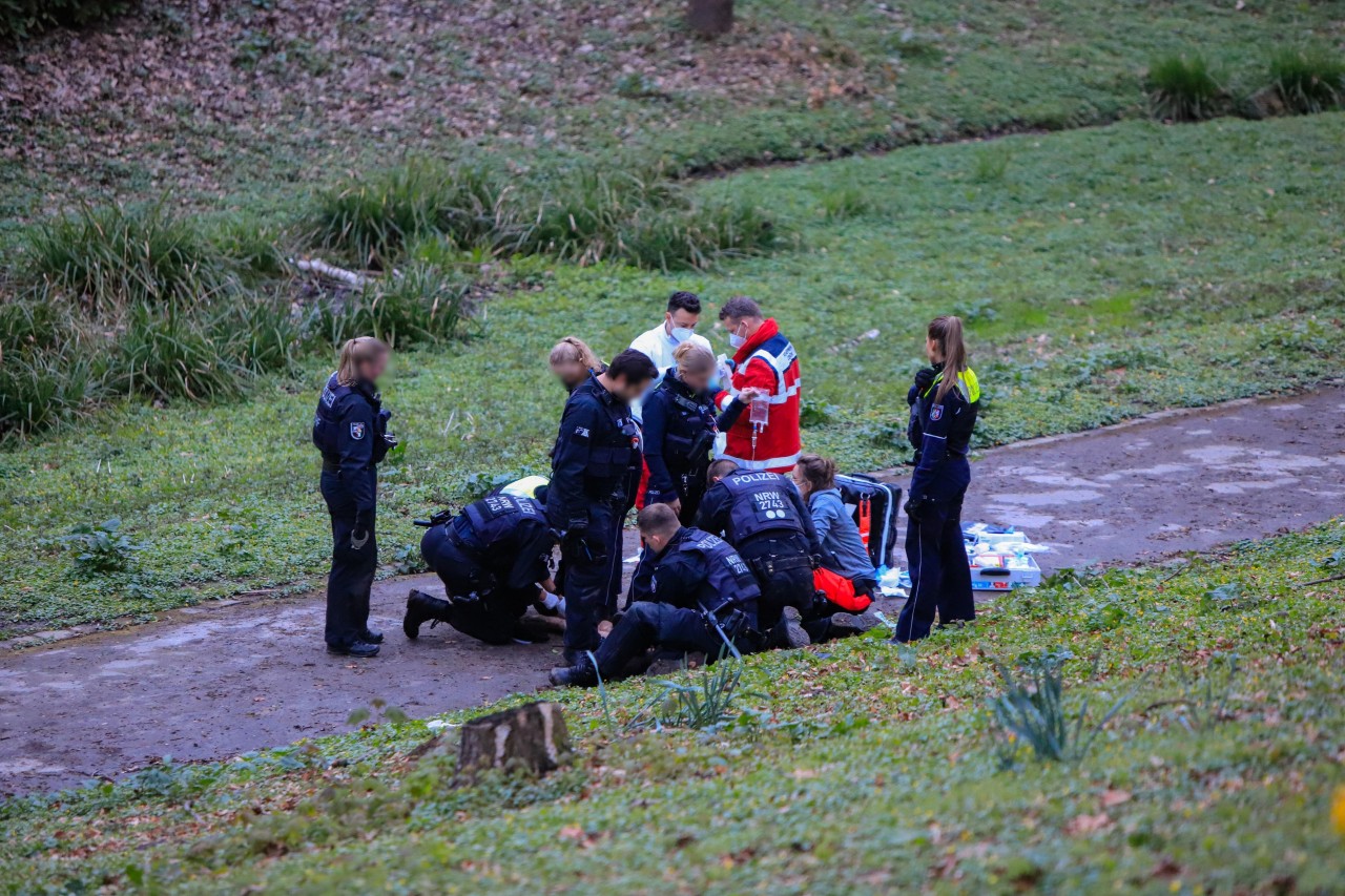 Essen: Ein nackter Mann wird in einem Leither Park von mehreren Polizisten fixiert. Wurde er Opfer von Polizeigewalt?