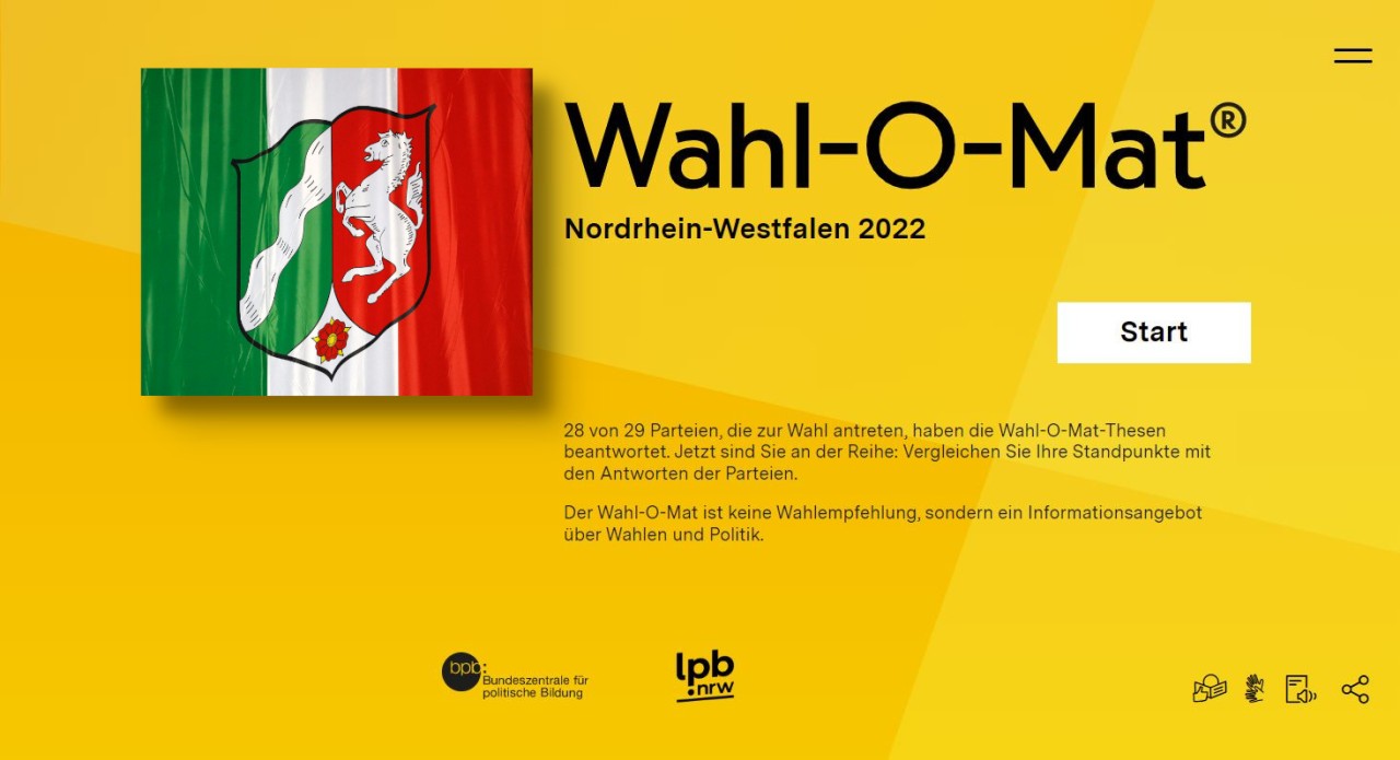 Der Wahl-O-Mat zur NRW-Wahl 2022 ist online!