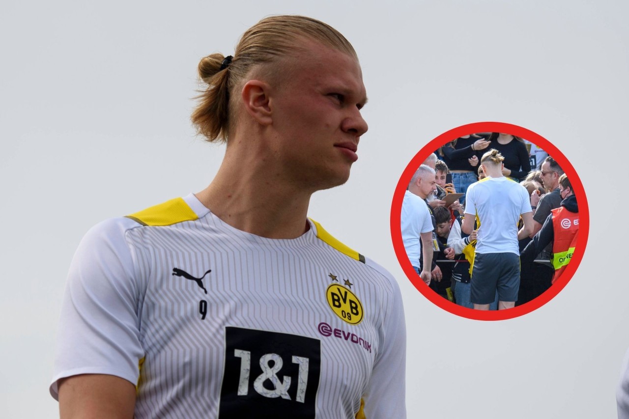 Borussia Dortmund: BVB-Star Erling Haaland unterschrieb im öffentlichen Training fleißig Autogramme.
