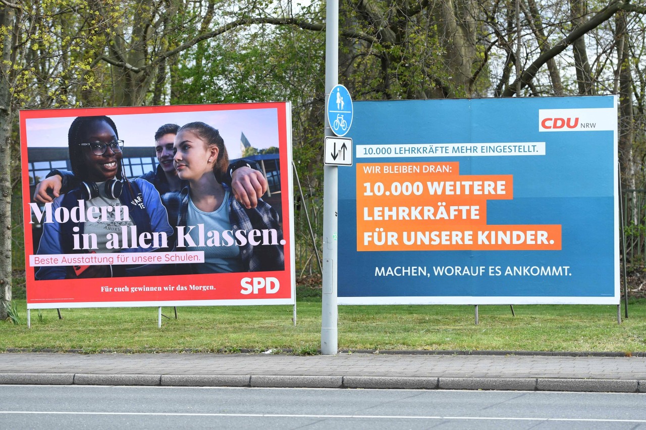Wahlplakate in NRW werben für die Parteien. (Symbolbild)