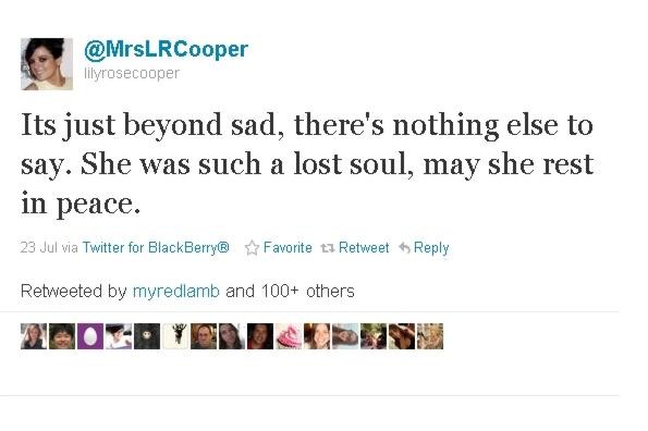 ...Twitter: „Sie war eine verlorene Seele, möge sie in Frieden ruhen.“ Eine Kurznachrichten-Hommage hat...