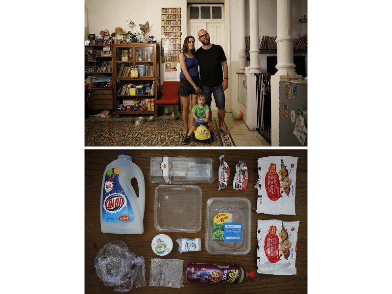 Der wöchentliche Plastikverbrauch von Tatiana Schnittke, ihrem Mann Yaniv Ben-Dov und Sohn Jonathan aus Tel Aviv (Israel) ist recht gering. 