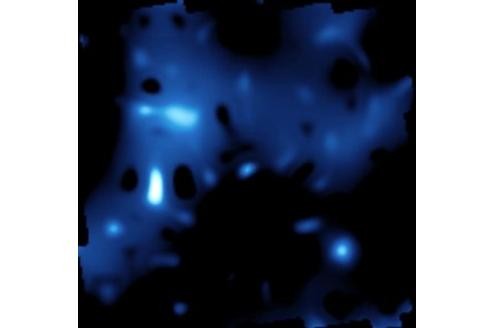 Eine dreidimensionale Hubble-Darstellung so genannter klumpiger Dunkler Materie. 
Bild: Nasa