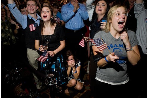 Obama-Fans feiern den Wahlsieg.