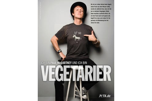 Auch Paul McCartney will andere Menschen davon überzeugen, auf Fleisch zu verzichten. 

© Peta