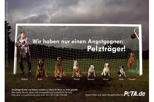 Robert Enke, verstorbener Torhüter des Bundesligisten Hannover 96, und seine Hunde haben nur einen Angstgegner: Pelzträger. 

© Kai Stuth von Neupauer