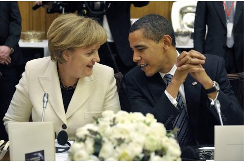 Bei einem Abendessen im Vorfeld des G20-Weltfinanzgipfels traf der US-Präsident auch die deutsche Kanzlerin und ...
