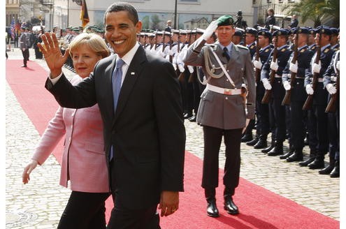 Anlässlich des Nato-Gipfels besuchte Barack Obama zum ersten Mal als Präsident die Bundesrepublik.