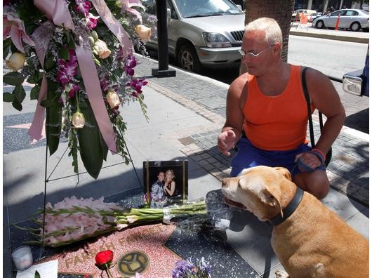 Zeichen der Trauer: Auf dem Walk of Fame in Hollywood gedenken Fans der verstorbenen Schauspielerin Farrah Fawcett. Foto: ap