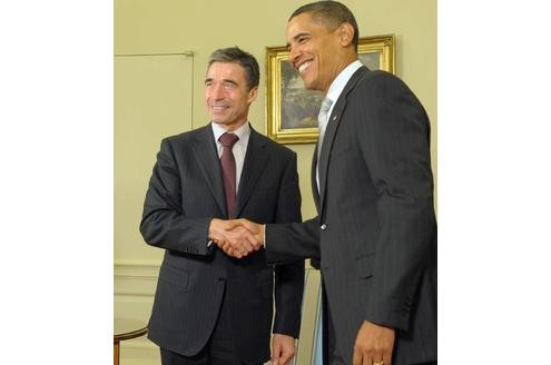 Diplomatischer Dauereinsatz: Obama mit Nato-Generalsekretär Anders Fogh Rasmussen...