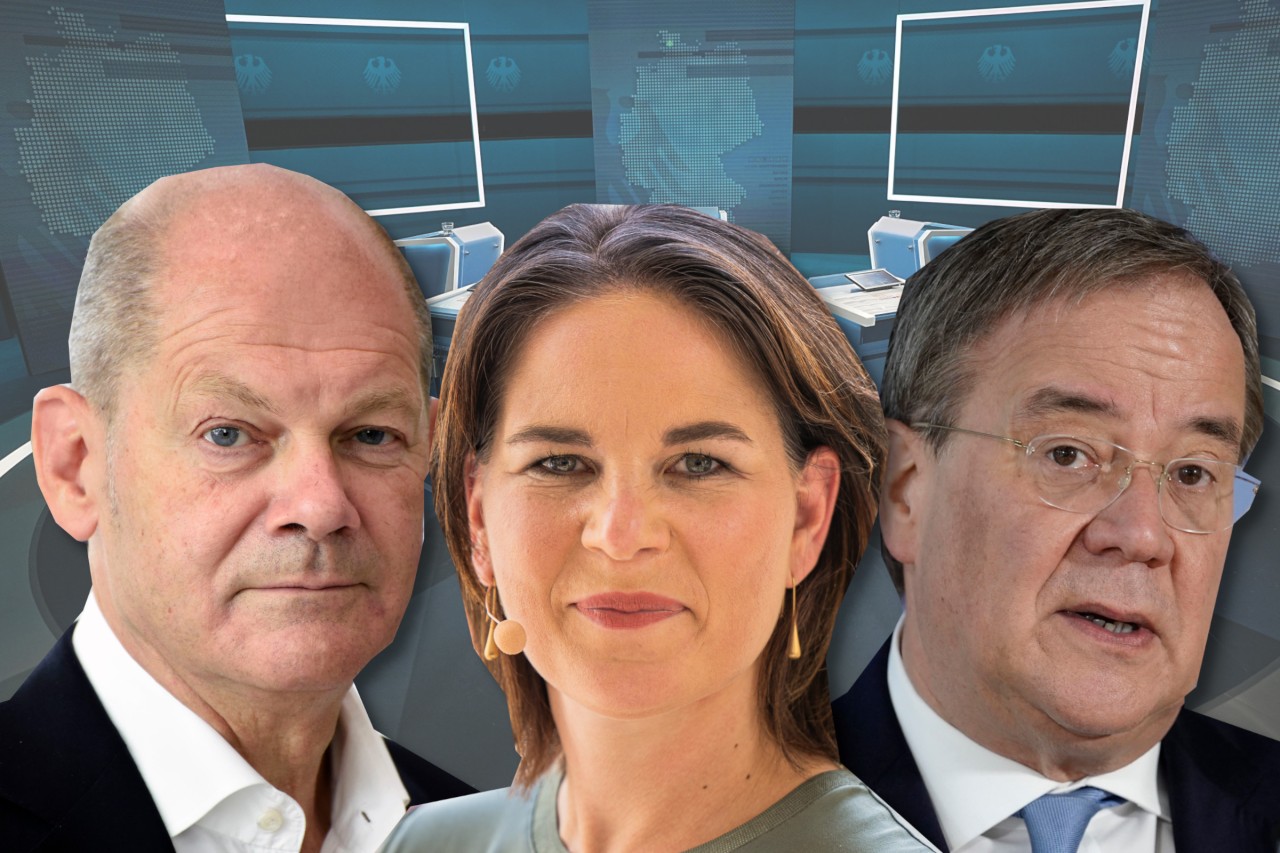 RTL-Triell mit den drei Kanzlerkandidaten Olaf Scholz, Annalena Baerbock und Armin Laschet. 