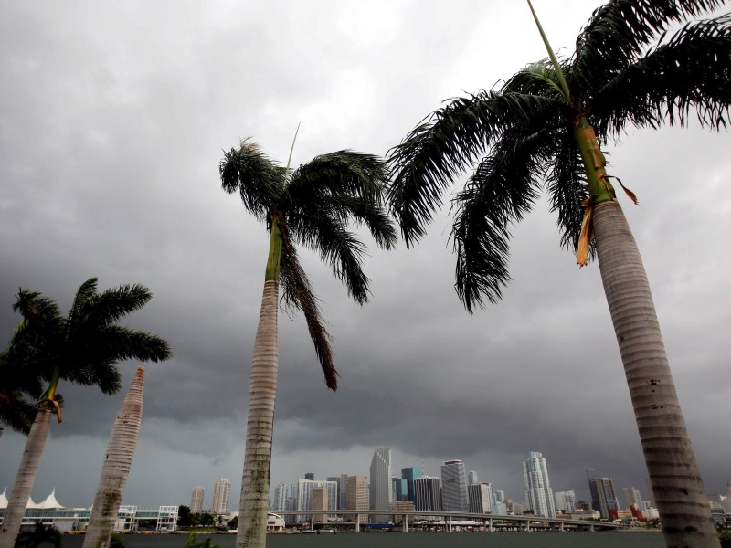 Dunkle Wolken zogen über der Skyline der Stadt auf. In Florida brachten sich am Wochenende mehr als fünf Millionen Menschen in Sicherheit.