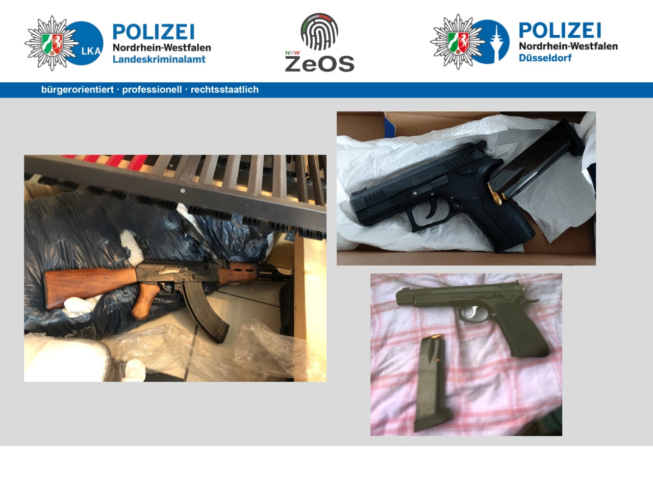 Scharfe Schusswaffen wurden bei der Razzia sichergestellt.