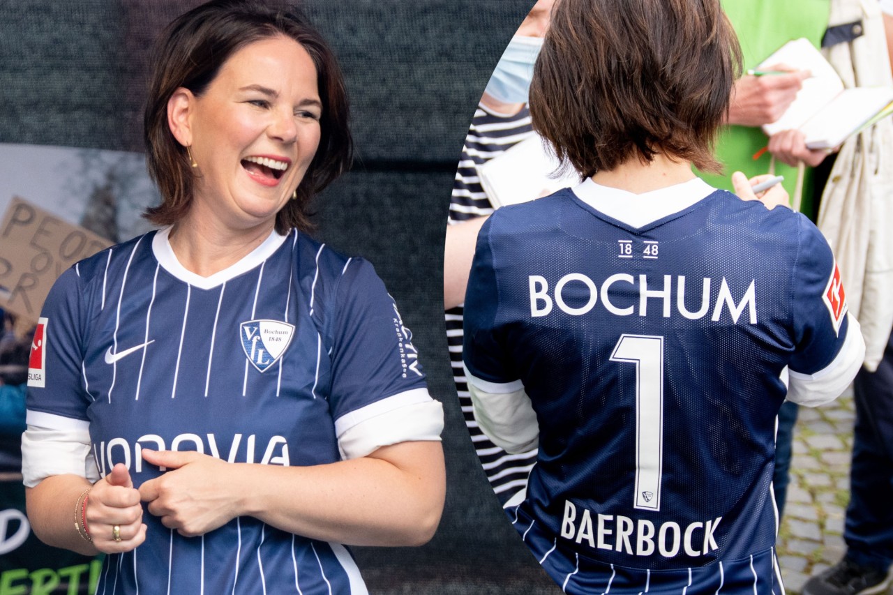 Annalena Baerbock bekam in Bochum ein Trikot vom VfL geschenkt. 