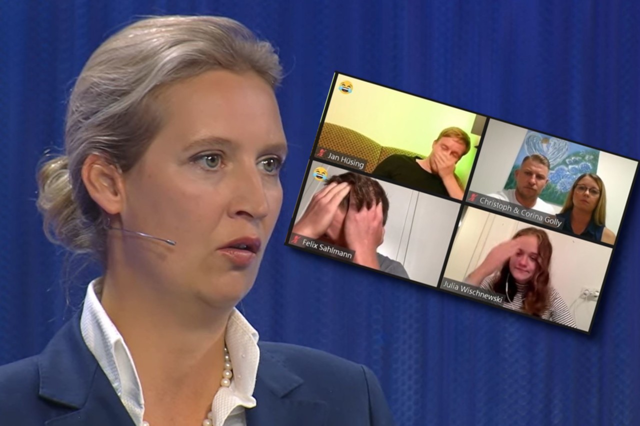 Mehrere junge Menschen aus dem ZDF-Publikum reagieren fassungslos auf die Klima-Aussage von Alice Weidel. 