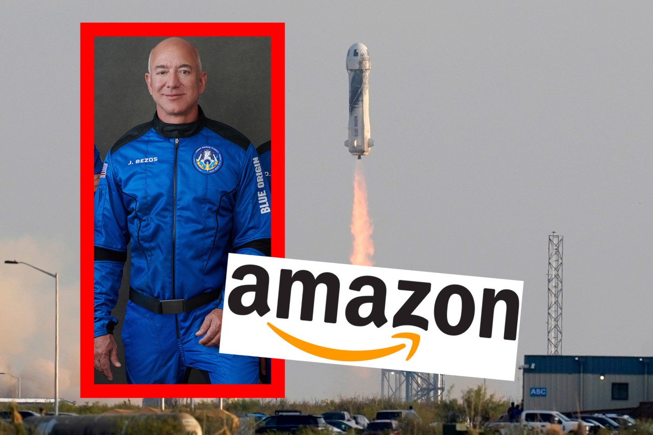 Amazon-Chef Jeff Bezos gönnt sich einen teuren Flug ins All. Seine Mitarbeiter protestieren währenddessen. 