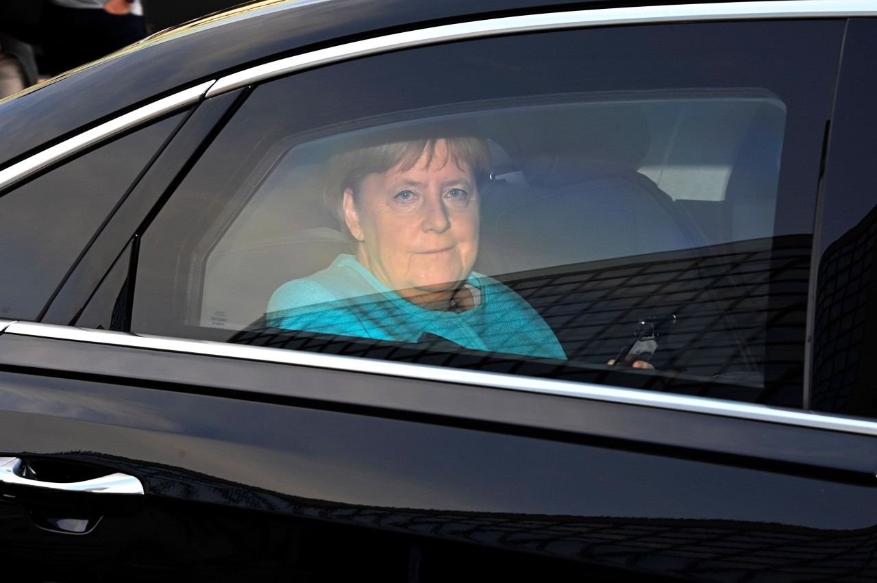 Angela Merkel auf dem Weg zur Wahlparty der CDU.