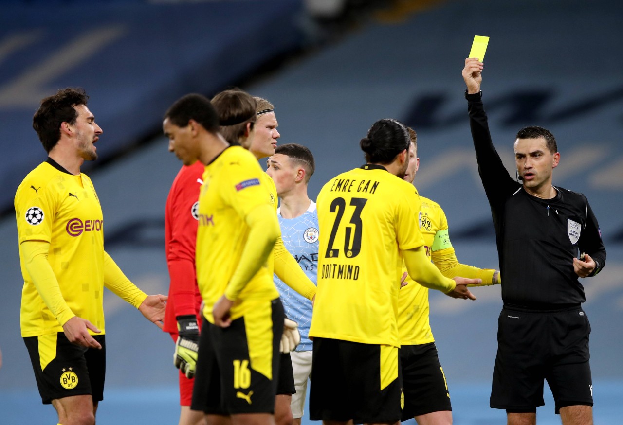 Emre Can sah während des Spiels zwischen Borussia Dortmund und ManCity Gelb wegen Meckerns.