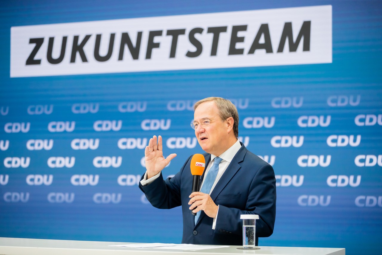 Armin Laschet bei der Vorstellung seines „Zukunftsteams“ vor der Bundestagswahl.