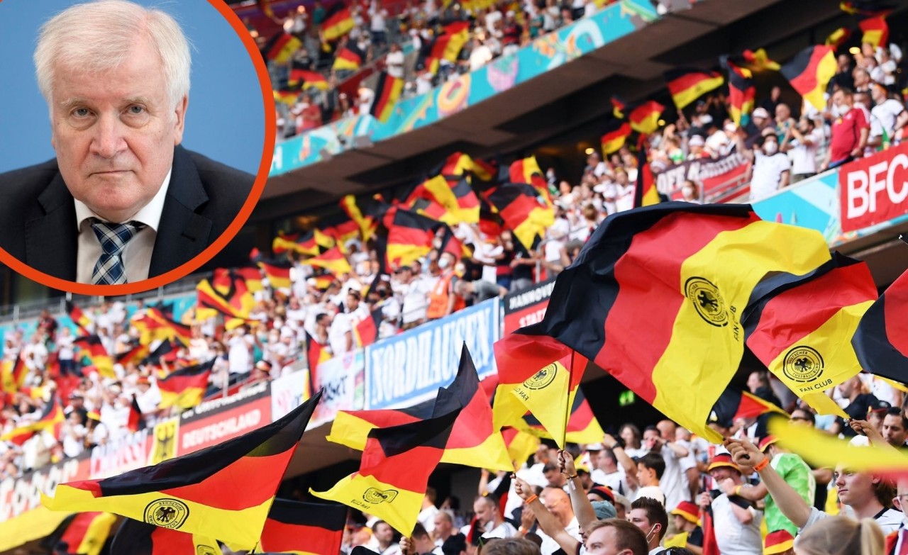 Fans beim Spiel Deutschland gegen Portugal in München – heute spielt Deutschland gegen England und Horst Seehofer hat eine dringende Bitte.
