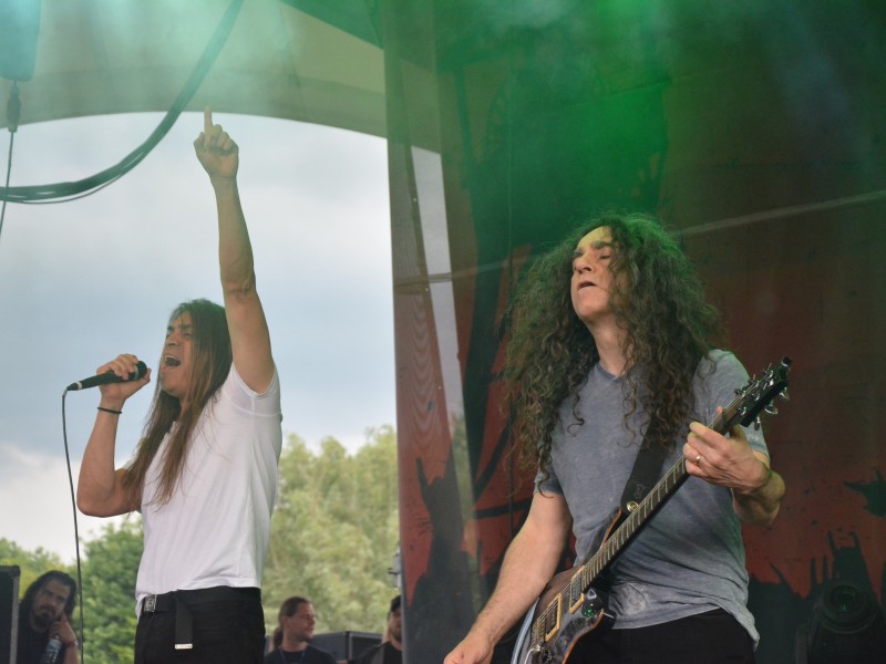 Die Band Fates Warning bei ihrem Auftritt im Amphitheater Gelsenkirchen. Dort fand wieder das Rock Hard Festival statt.