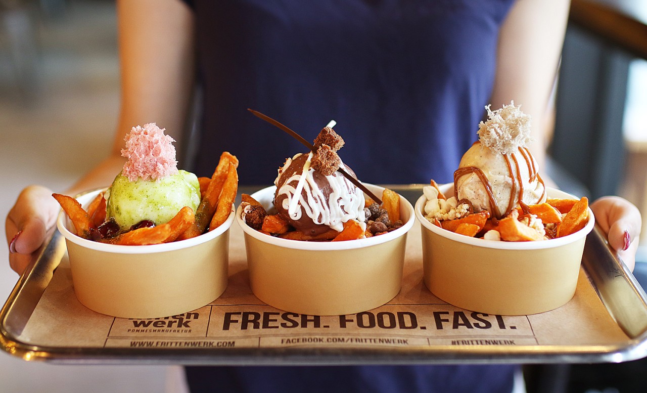 Diese drei Sorten „Ice Fries“ kannst du im Frittenwerk Essen probieren.