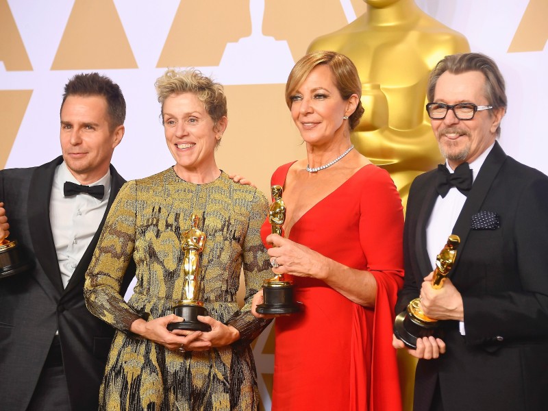 Die Gewinner in Haupt- und Nebenrollen: (von links nach rechts) Sam Rockwell, Frances McDormand, Allison Janney und Gary Oldman. 
