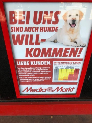 In Mülheim dürfen Hunde jetzt mit in den Media Markt kommen.