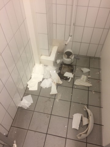 Hertha-Anhänger zerlegten eine Toilette.