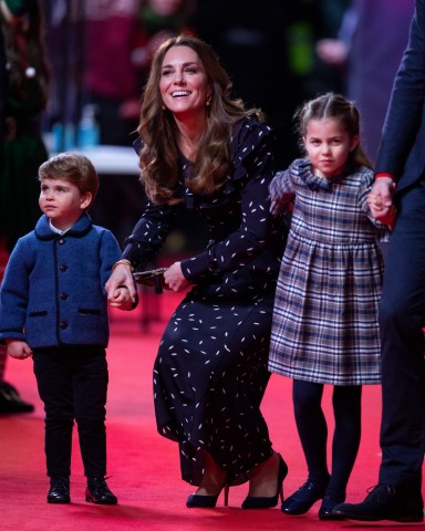Kate Middleton mit Louis und Charlotte im Dezember in London.