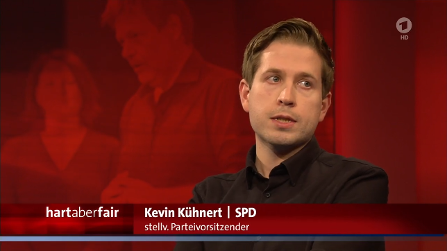 SPD-Politiker Kevin Kühnert in der ARD-Talkshow „Hart aber fair“ (ARD). (Archivbild)
