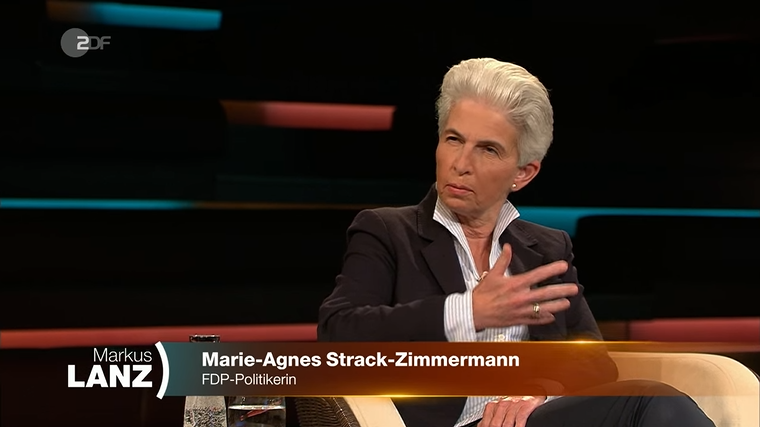Moderator Markus Lanz war nach einer Erwiderung von Marie-Agnes Strack-Zimmermann (FDP) kurz völlig aus dem Konzept.