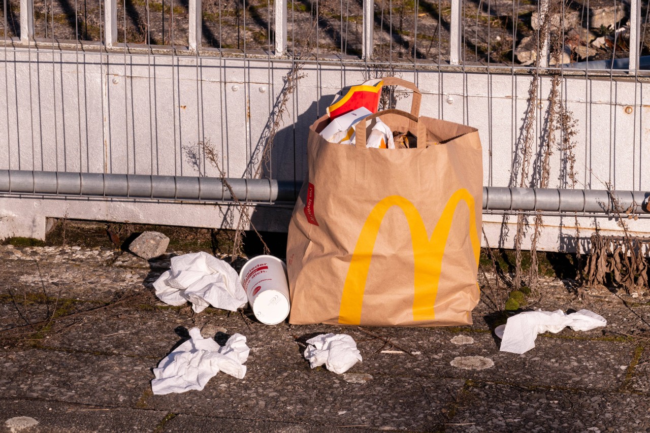 Der Abfall von McDonald's landet häufig am Straßenrand.