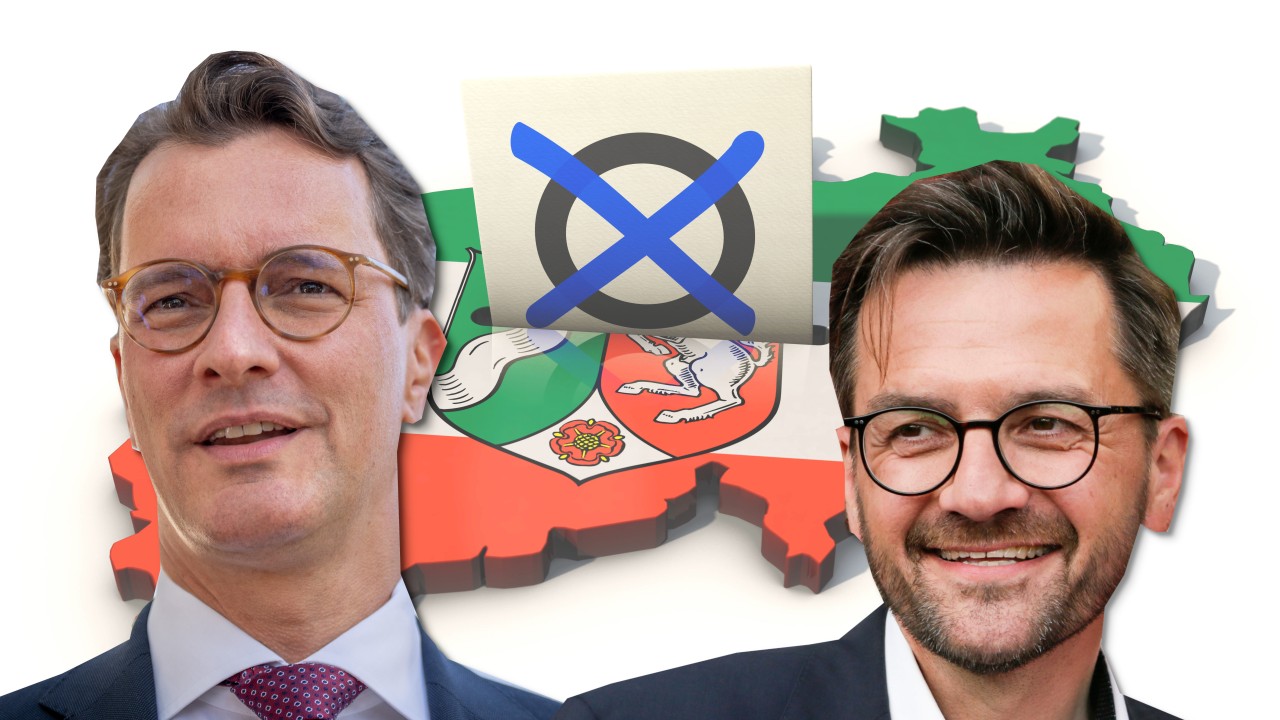Spannendes Duell bei der NRW-Wahl: Hendrik Wüst (CDU) gegen Thomas Kutschaty (SPD). 