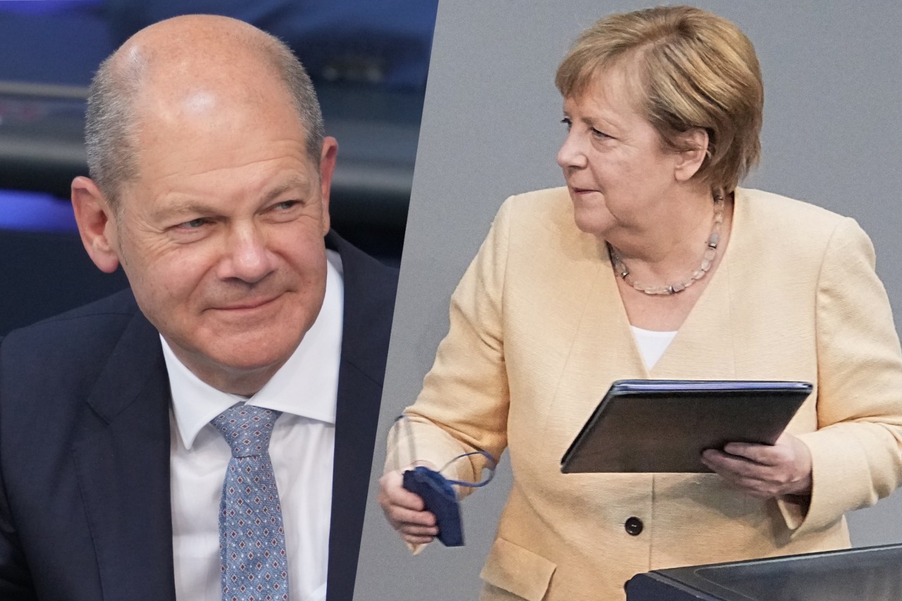 Olaf Scholz und Angela Merkel am 7. September im Bundestag. Beide hielten Reden. 