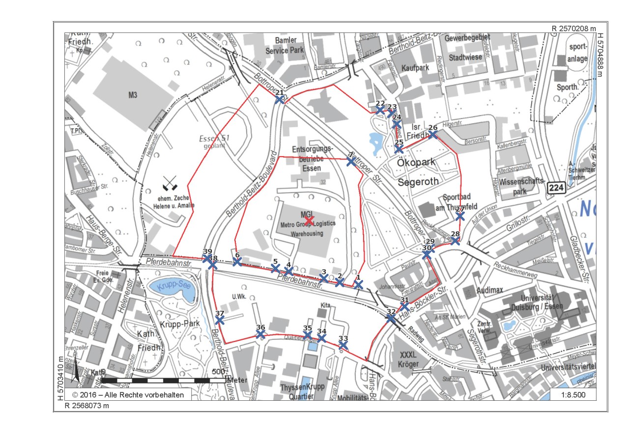 Diese Karte zeigt den Fundort der Bombe sowie den Evakuierungsradius.