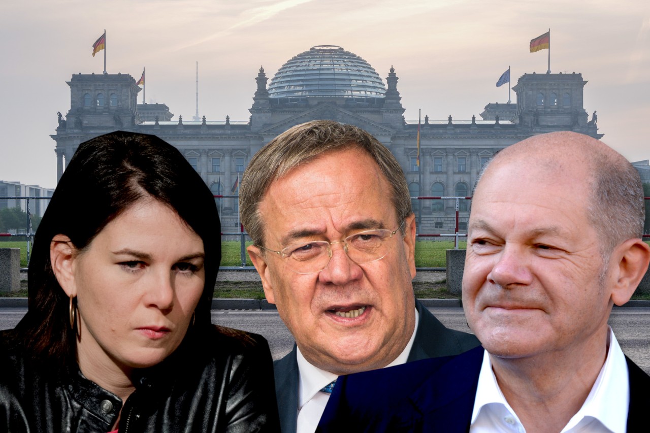 Spannende Bundestagswahl: Annlena Baerbock, Armin Laschet und Olaf Scholz. 