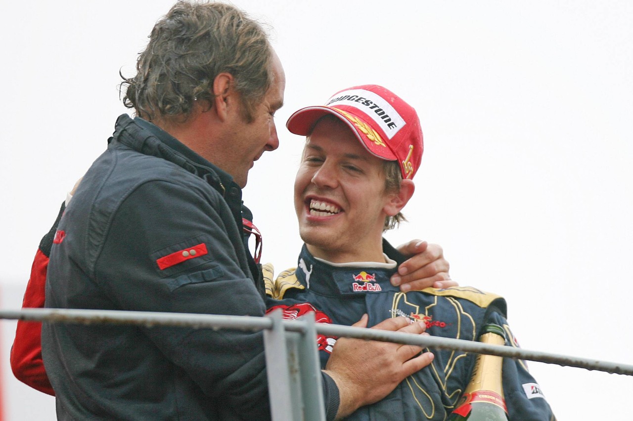 Sebastian Vettel und Gerhard Berger feierten gemeinsam den ersten Sieg von Toro Rosso.