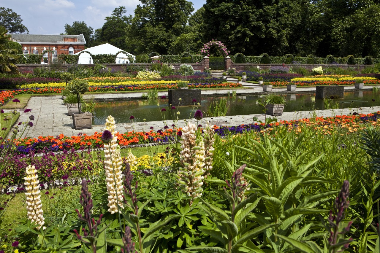 Der Sunken Garden auf dem Gelände des Kensington Palastes.