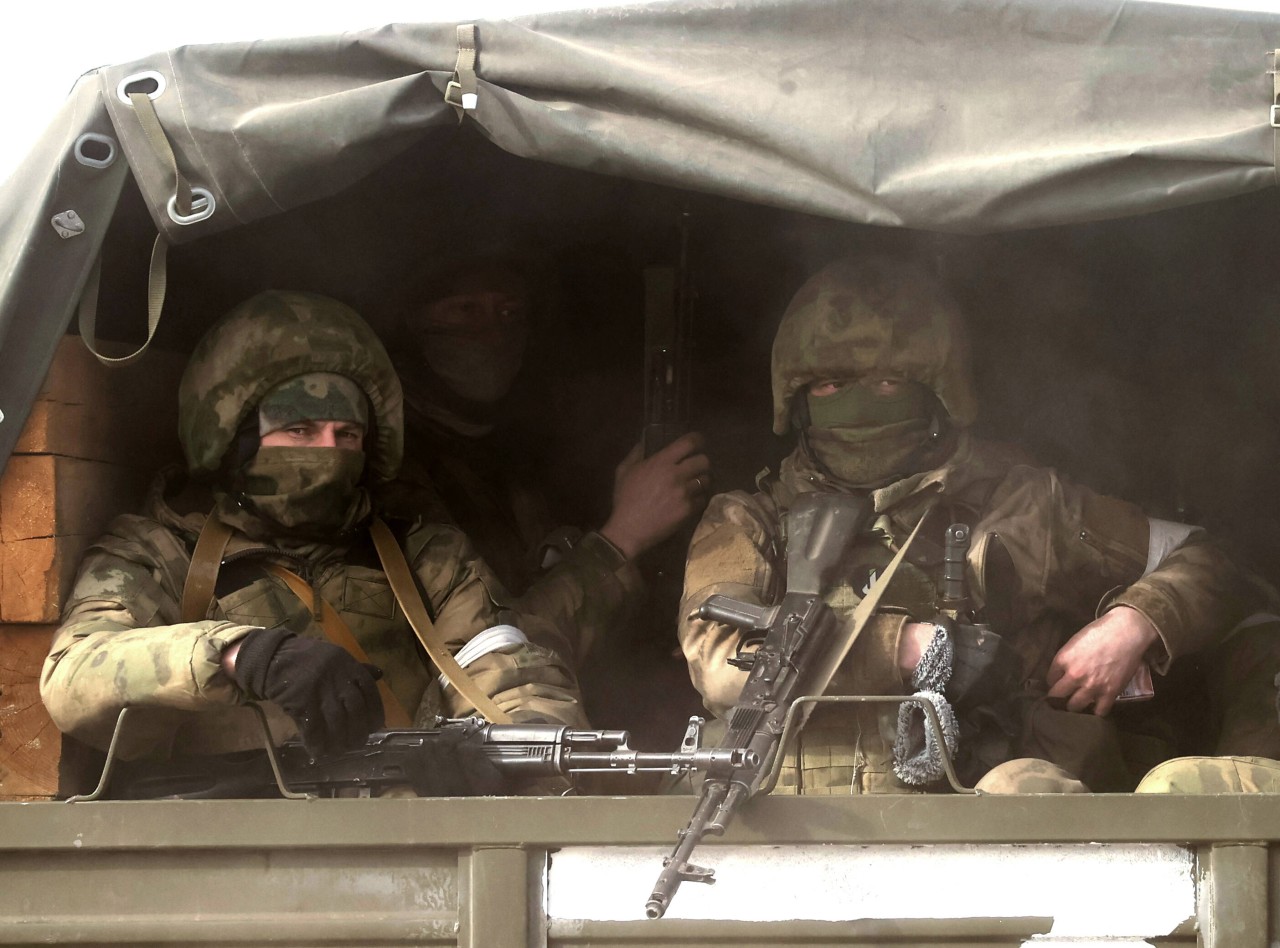 Ukraine-Konflikt: Russische Soldaten an der ukrainischen Grenze.