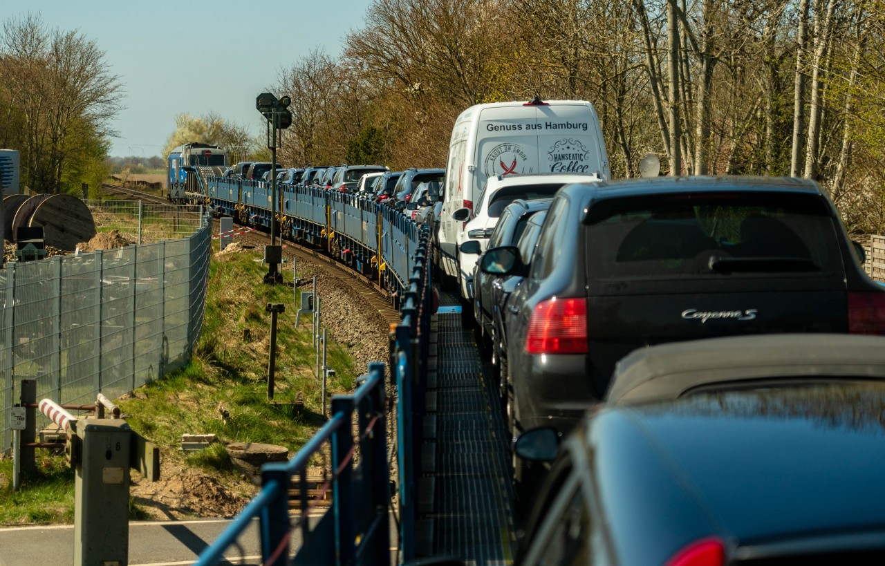 Urlaub an der Nordsee: Fahrzeuge werden auf einem Autozug über den Hindenburgdamm zur Nordseeinsel Sylt befördert. (Symbolbild)