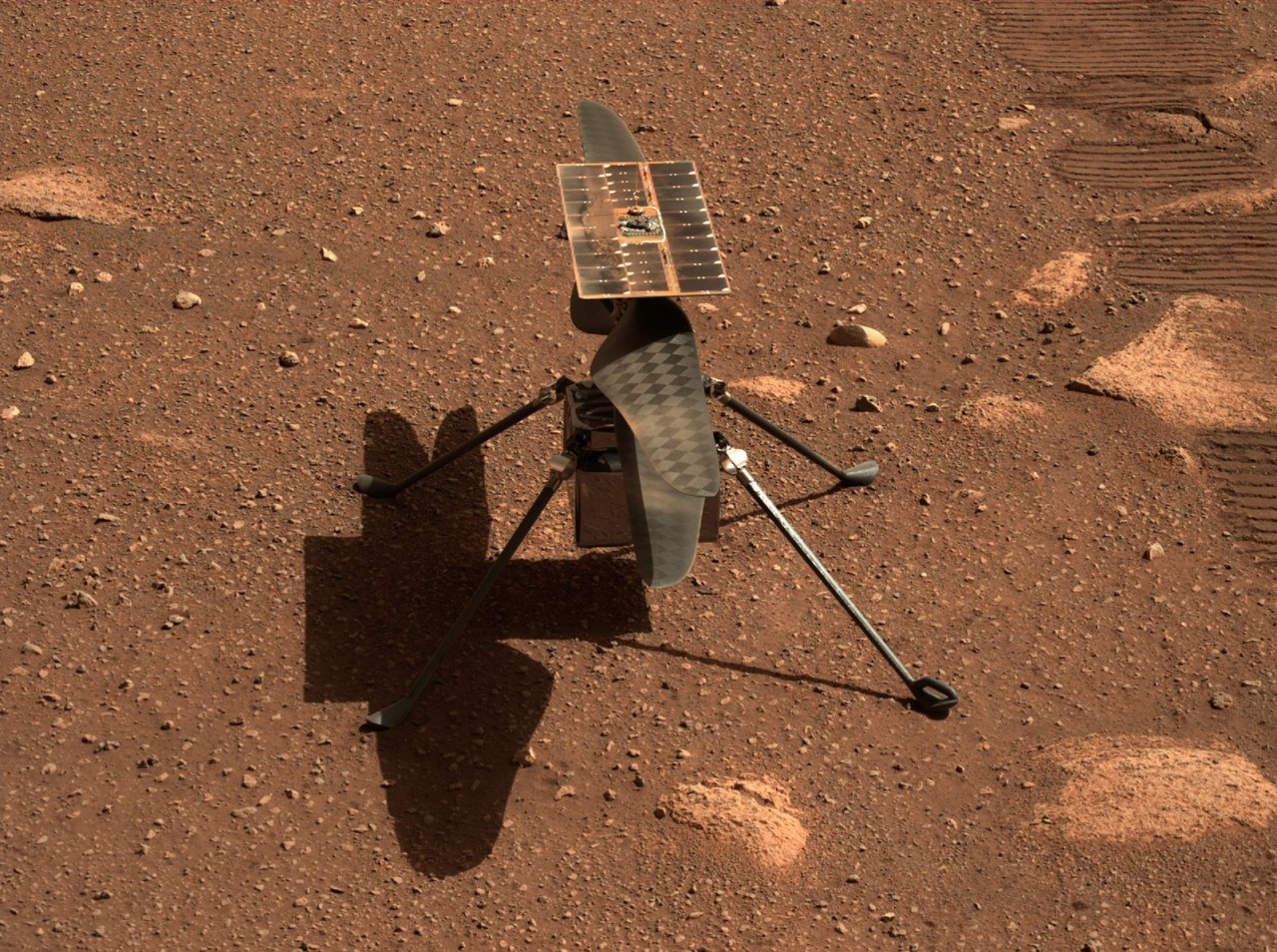 Wissenschaft: Eine Illustration des „Ingenuity“-Hubschraubers auf der Marsoberfläche.
