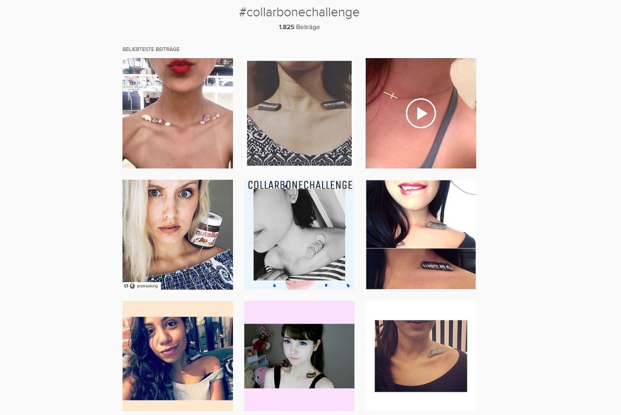 Unter dem Hashtag #CollarboneChallenge zeigen junge Frauen auf Instagram, wie schlank sie sind. 