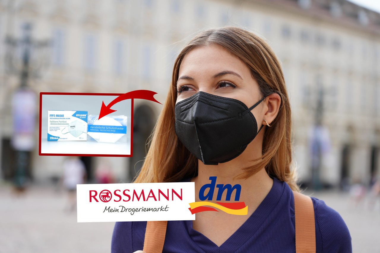 dm und Rossmann rufen bestimmte FFP2-Masken in weiß und schwarz zurück. (Symbolbild)