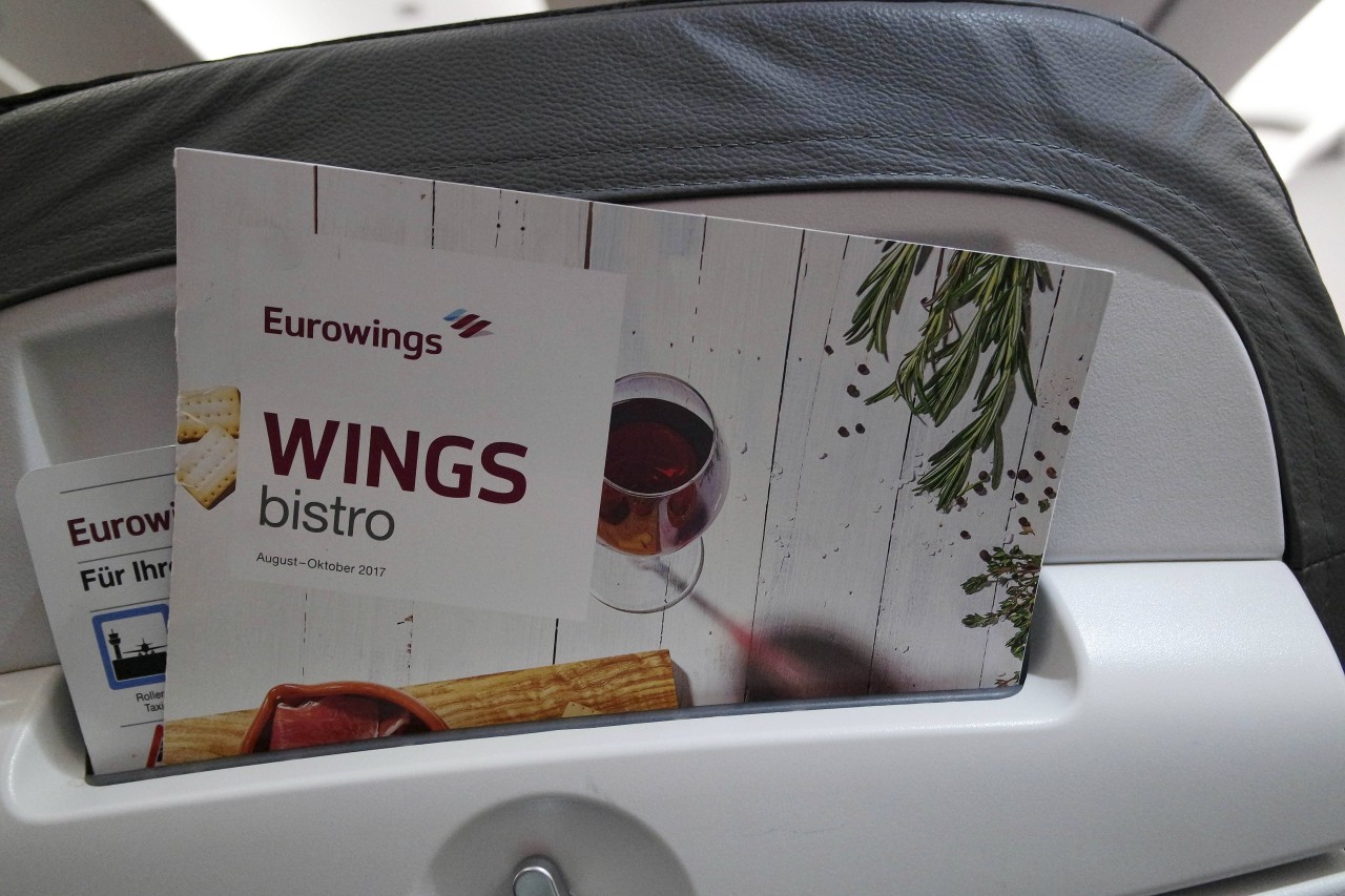 Eurowings aktualisiert seine „Wingsbistro“-Karten regelmäßig.