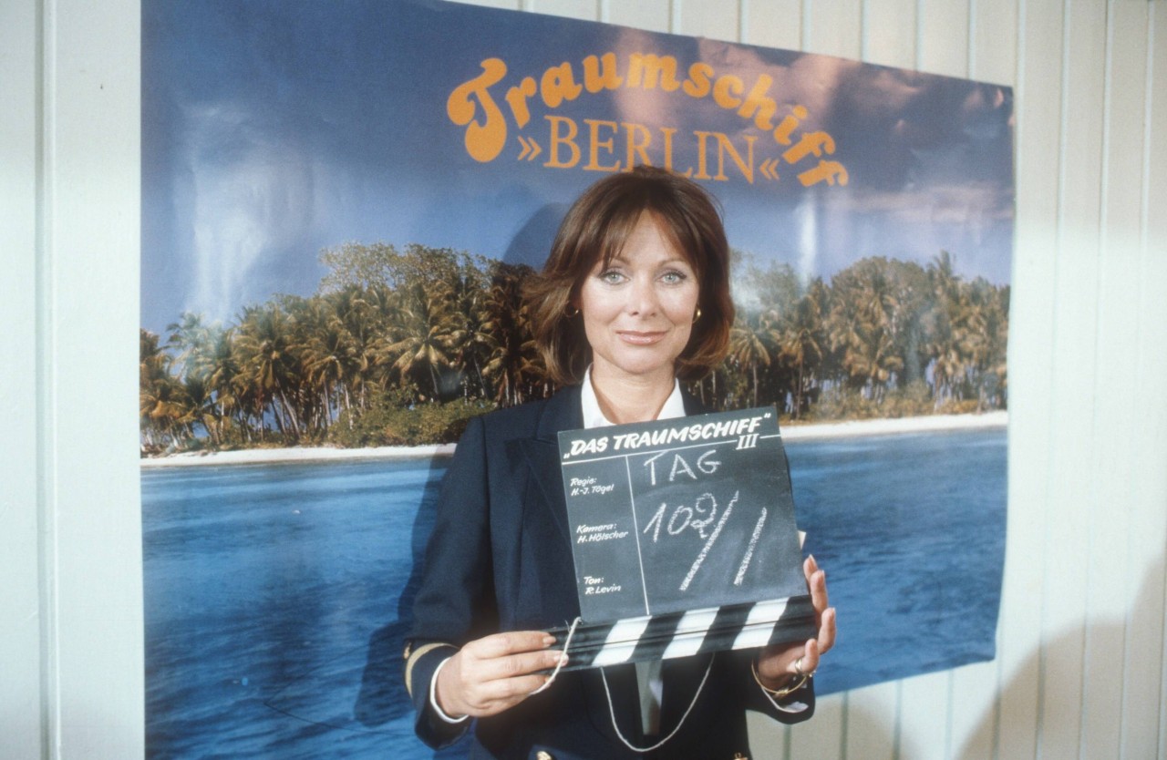 Heide Keller am „Traumschiff“-Set im März 1986.
