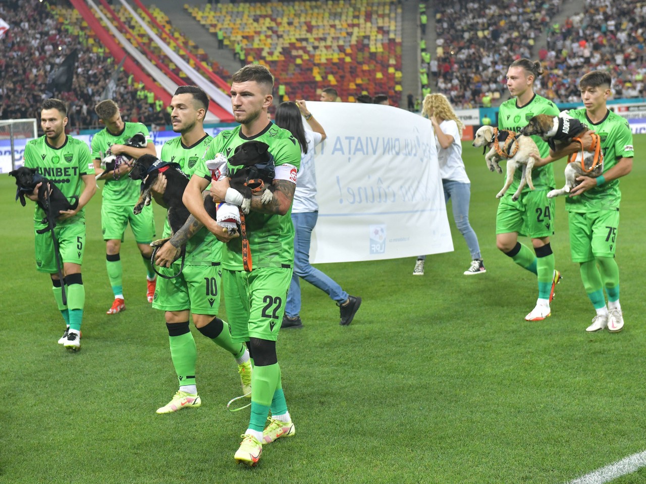 Auf den Hund gekommen: Die Spieler von Dinamo Bukarest. (Symbolbild)