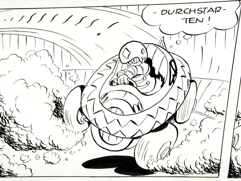 Ausschnitt aus dem Comic „Der große Preis von Entenhausen“ – gezeichnet von Jan Gulbransson.